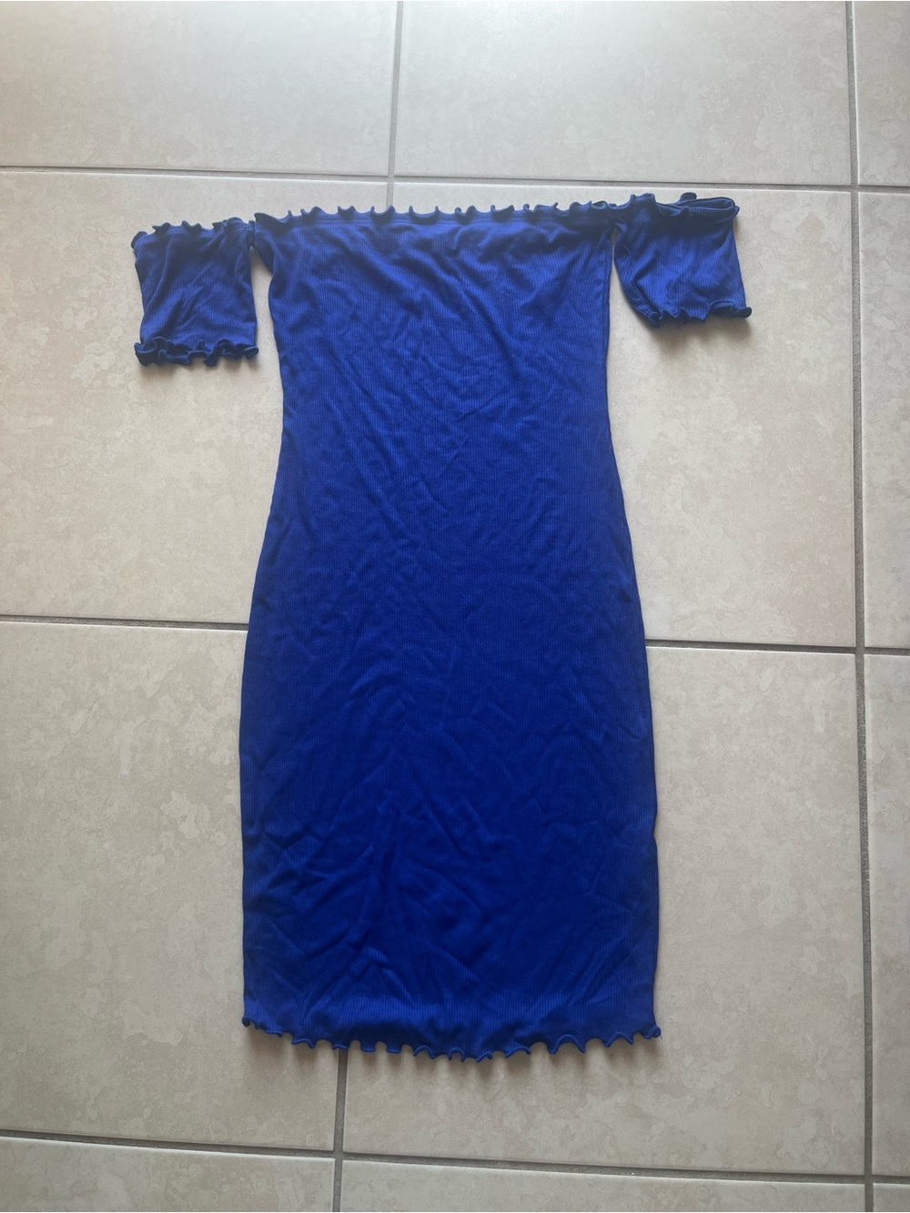 Off-Shoulder Mini Dress in Royal Blue